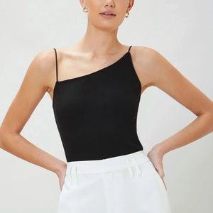 SHEIN | Asymmetrical Black Ribbed Tank Top